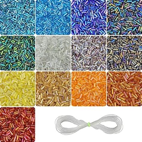 Indikonb Tube Beads Kit Glass Bugle Seed Beads Small Craft Beads For