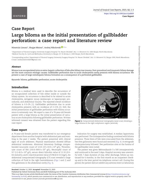 Pdf Large Biloma As The Initial Presentation Of Gallbladder