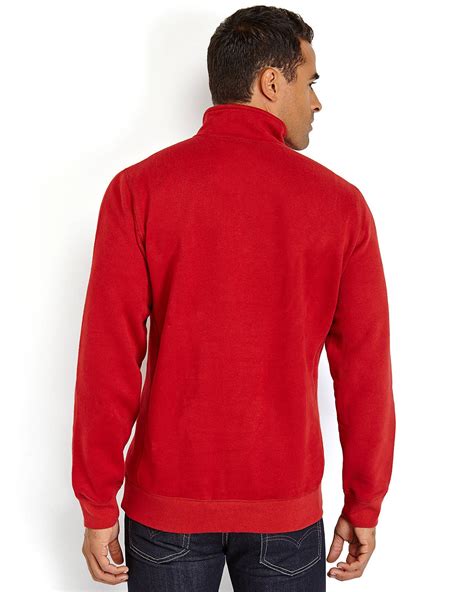 Lyst - Izod Embroidered Logo Quarter-Zip Sweater in Red for Men