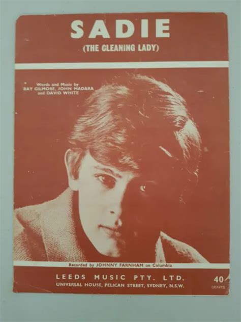 Rare Oz 1967 Sheet Music Sadie The Cleaning Lady By Johnny Farnham