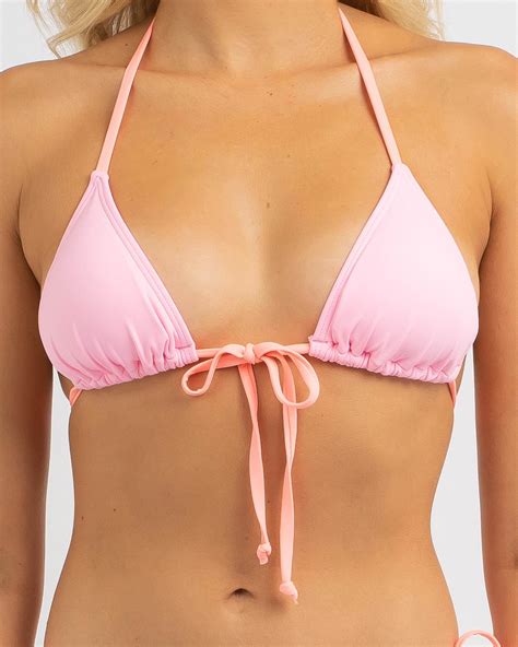 Shop Topanga Splice Sliding Triangle Bikini Top In Pink Peach Fast