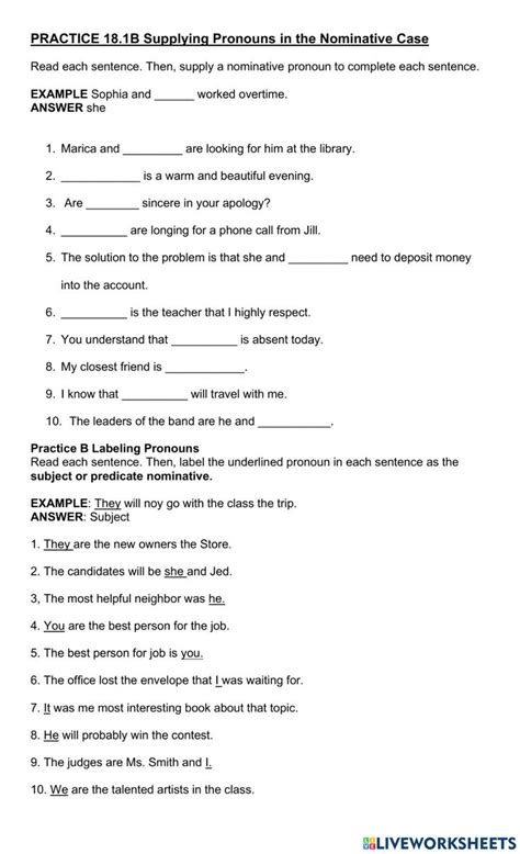 Nominative Objective And Possessive Pronouns