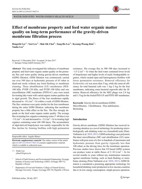 Pdf Effect Of Membrane Property And Feed Water Organic Matter Quality