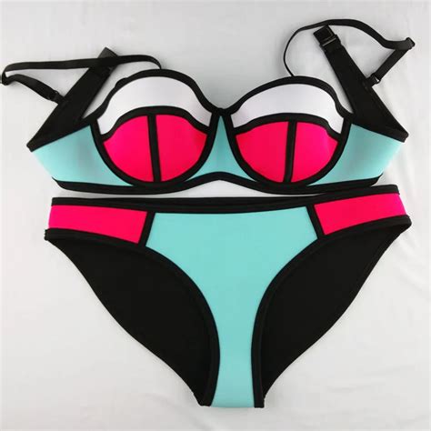 Sexy Neoprene Bikinis Women Swimwear 2017 Brazilian Push Up Bikini Set