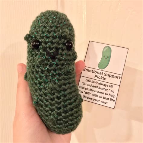 Pickle Pals Emotional Support Pickle Plush Amigurumi W Laminated Card