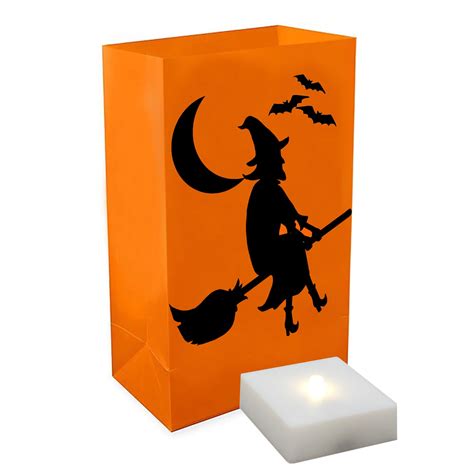 Lumabase Battery Operated Lumalite Luminaria Kit With Timer Set Of 6 Flying Witch