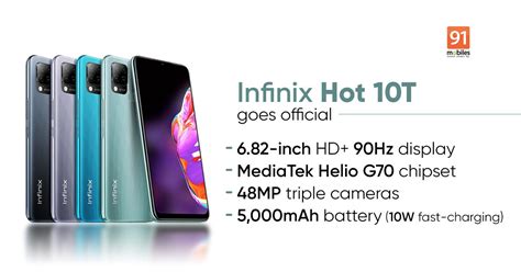 Infinix Hot 10t With 6 82 Inch Hd Display Mediatek Helio G70 Launched Price Specifications