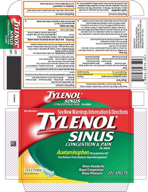 Tylenol Sinus Congestion And Pain Daytime Tablet Film Coated Johnson