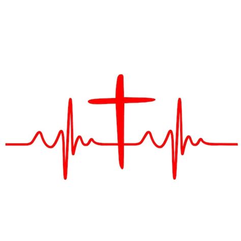 Cross Heartbeat Sticker Decal Etsy