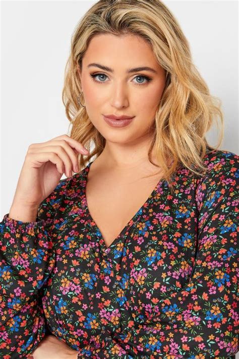 Limited Collection Plus Size Black Floral Bust Detail Top Yours Clothing