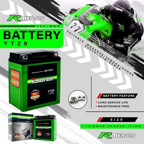 ROKER BS BATTERY GEL YTZ8 12V 8AH R25 X MAX 250 RFS150 ZZR NINJA 250