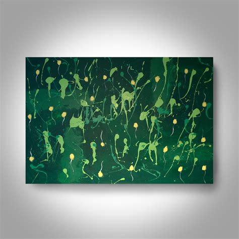 Acrylic Abstract Painting 36 X 24 Green Painting Canvas Painting