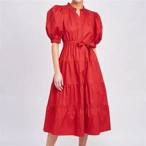 En Saison Brinley Midi Dress Red Editorialist