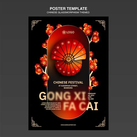 Premium Psd Glassmorphism Chinese Festival Poster