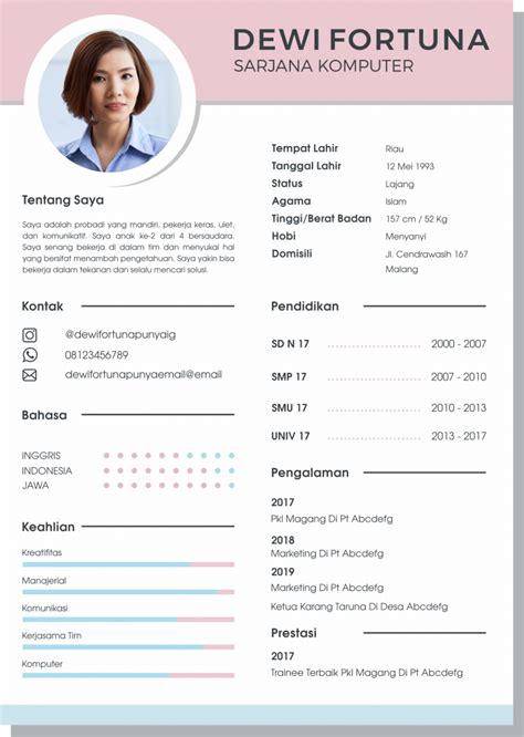 Detail Curriculum Vitae Contoh Cv Koleksi Nomer 17