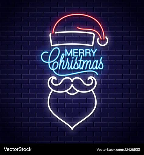 Santa Claus Neon Sign Merry Christmas Banner Vector Image