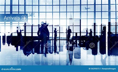 Busy Business People Silhouette Airport Travel Commercial Airplane