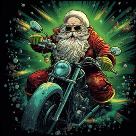 Biker Santa Clipart, 5 High Quality PNG, Digital Download, Card Making, Mixed Media, Digital ...