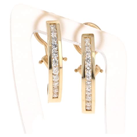 14 Karat Yellow Gold And Diamonds Faux Cartilage Hoop Earring Set For Sale At 1stdibs