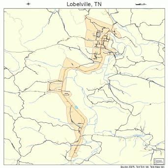 Large Street Road Map Of Lobelville Tennessee TN Printed Poster