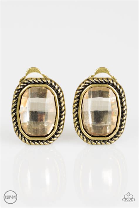 Paparazzi Vintage Vault Beam Dream Brass Clip On Earrings