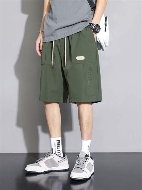 Men Letter Patched Detail Drawstring Waist Shorts Shein Usa