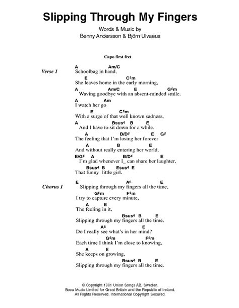 Slipping Through My Fingers By Abba Guitar Chords Lyrics Guitar