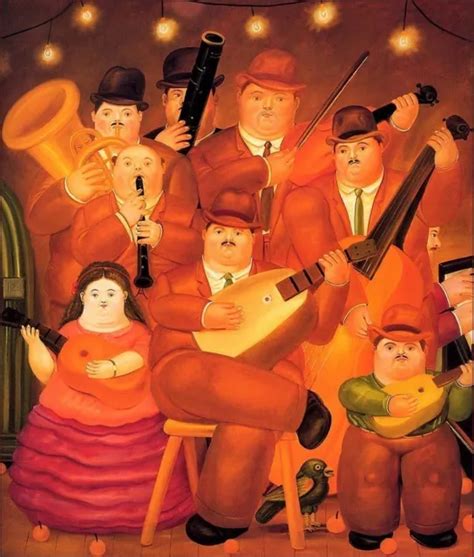 FALSO D AUTORE FERNANDO Botero Quadro The Musicians Dipinto A Mano Olio