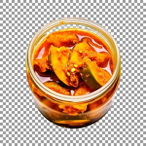 Premium Psd Delicious Mango Pickle In Glass Jar With Transparent