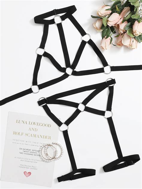 Strappy Cupless Harness Lingerie Set