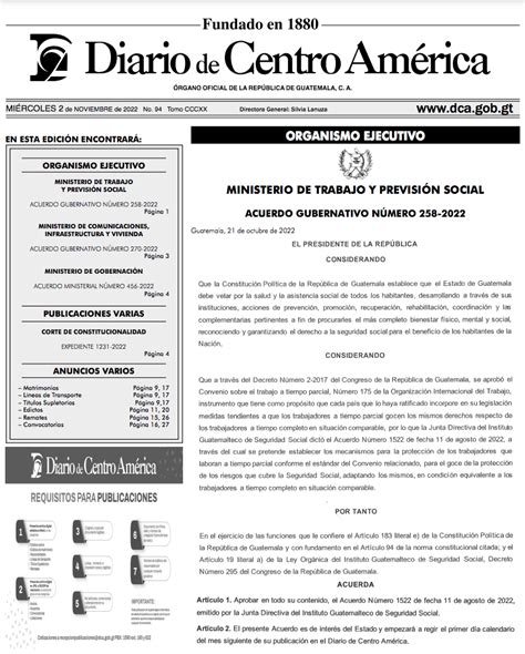 Diario de Centro América Acuerdo Gubernativo 258 2022 y Acuerdo 1522