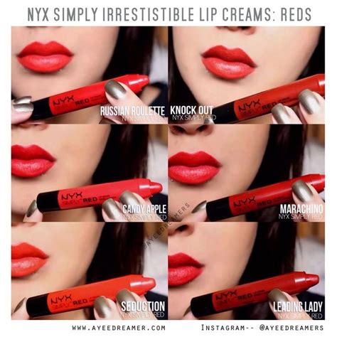 Nyx Simply Irresistible Lip Creams Reds Nyx Swatches Makeup Swatches