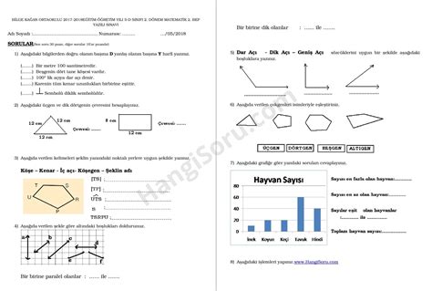 5 Sınıf Matematik 2 Dönem 2 Yazılı Soruları BEP 68 HangiSoru