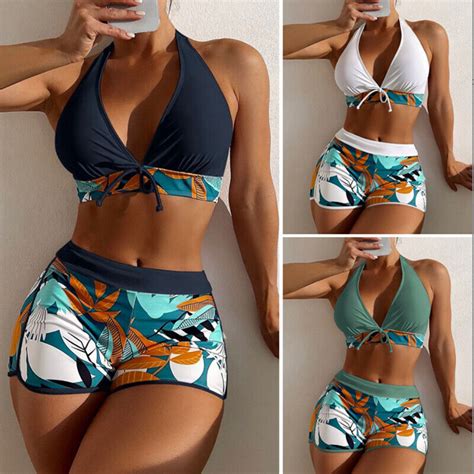 Halter Top Bikini With Boy Shorts Sale Online Bellvalefarms