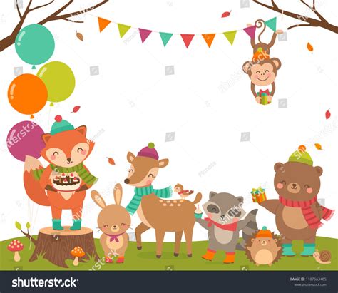 Cute Woodland Animals Cartoon Copy Space Stock Vector (Royalty Free ...