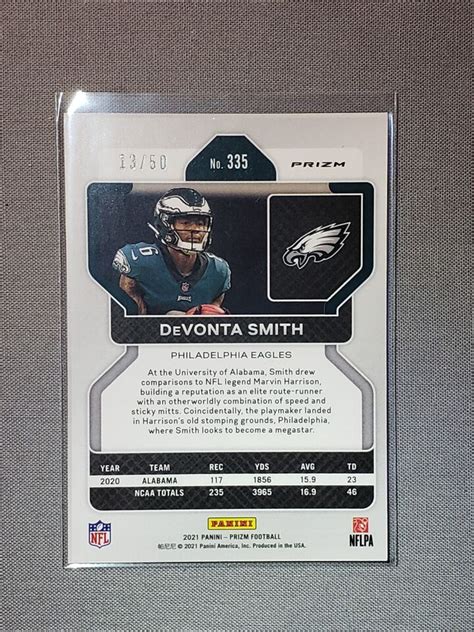 2021 Panini Prizm No Huddle DeVonta Smith Rookie Red Disco 50 EBay