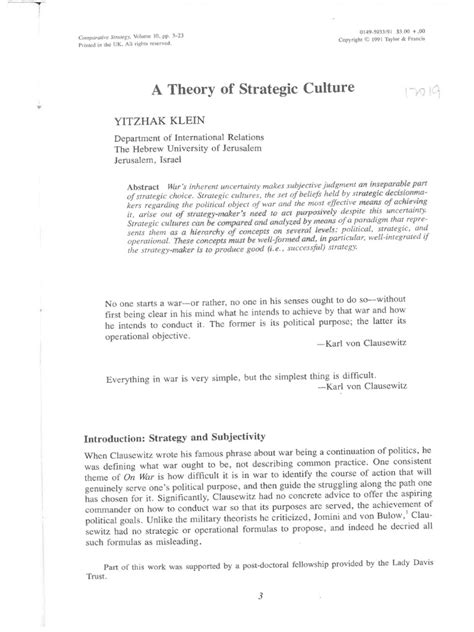 Adsp 2 A Theory Of Strategic Culture Yitzhak Klein Pdf