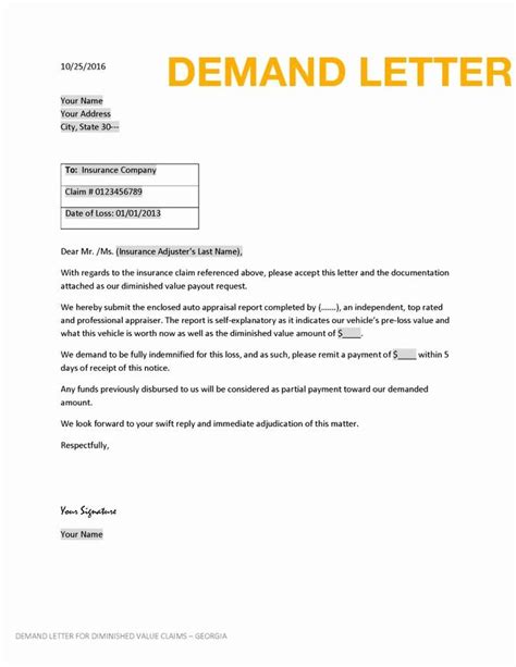 Diminished Value Demand Letter Sample