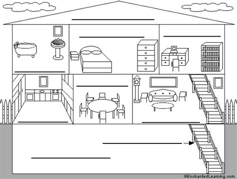 Label The Rooms In A House In English Printout