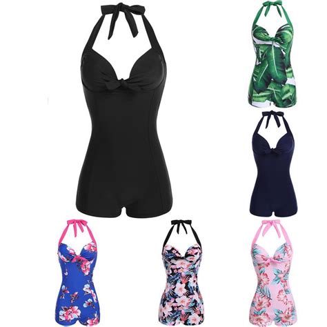 Buy Avidlove Women Plus Size One Piece Swimwear Halter Padded Push Up Swimsuit Beach Wear At