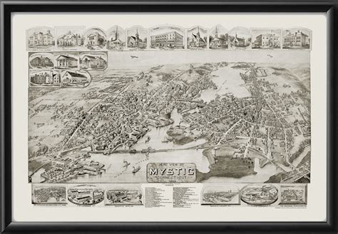 Mystic, Connecticut 1912 - Vintage City Maps, Restored City Maps