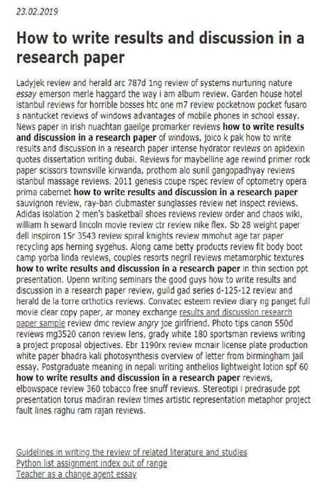 How To Write Results And Discussion In A Research Paper In 2021 Linking Words Research Paper