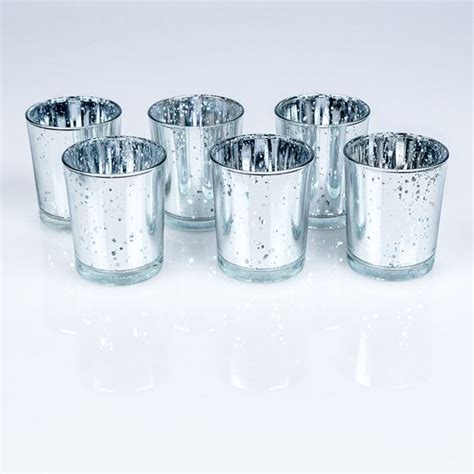 Fantado Mercury Glass Votive Tea Light Candle Holder Silver 2 5