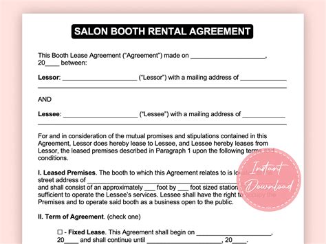 Salon Booth Rental Agreement Hair Salon Rental Agreement Barber Shop Booth Rental Contact