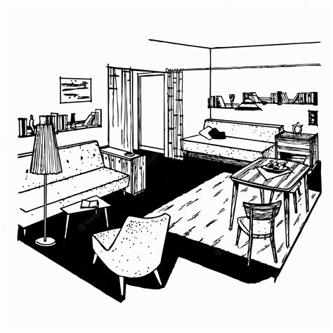 Premium Vector | Home interior vector drawing (sketch)