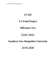 IT 320 5 2 Final Project Milestone Two Docx IT 320 5 2 Final Project