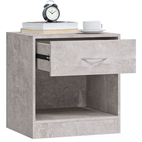 Estink Tables De Chevet Pcs Avec Tiroir Gris B Ton Cdiscount