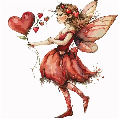 Valentines Fairy Clipart Isolated On White Background Premium Ai