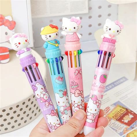 Sanrio 36pcs 10colors Kawaii Kuromi Melody Hello Kitty Cartoon Ball Pen