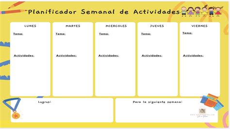 Planificador Semanal De Actividades Sólo Una Mamá